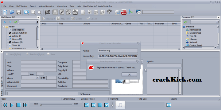 Zortam Mp3 Media Studio Pro 29.00 Crack With Activation Key Free Download [Win/Mac]